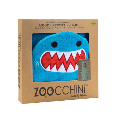 ZOOCCHINI Kids Plush Terry Hooded Bath Towel - Sherman the Shark-5