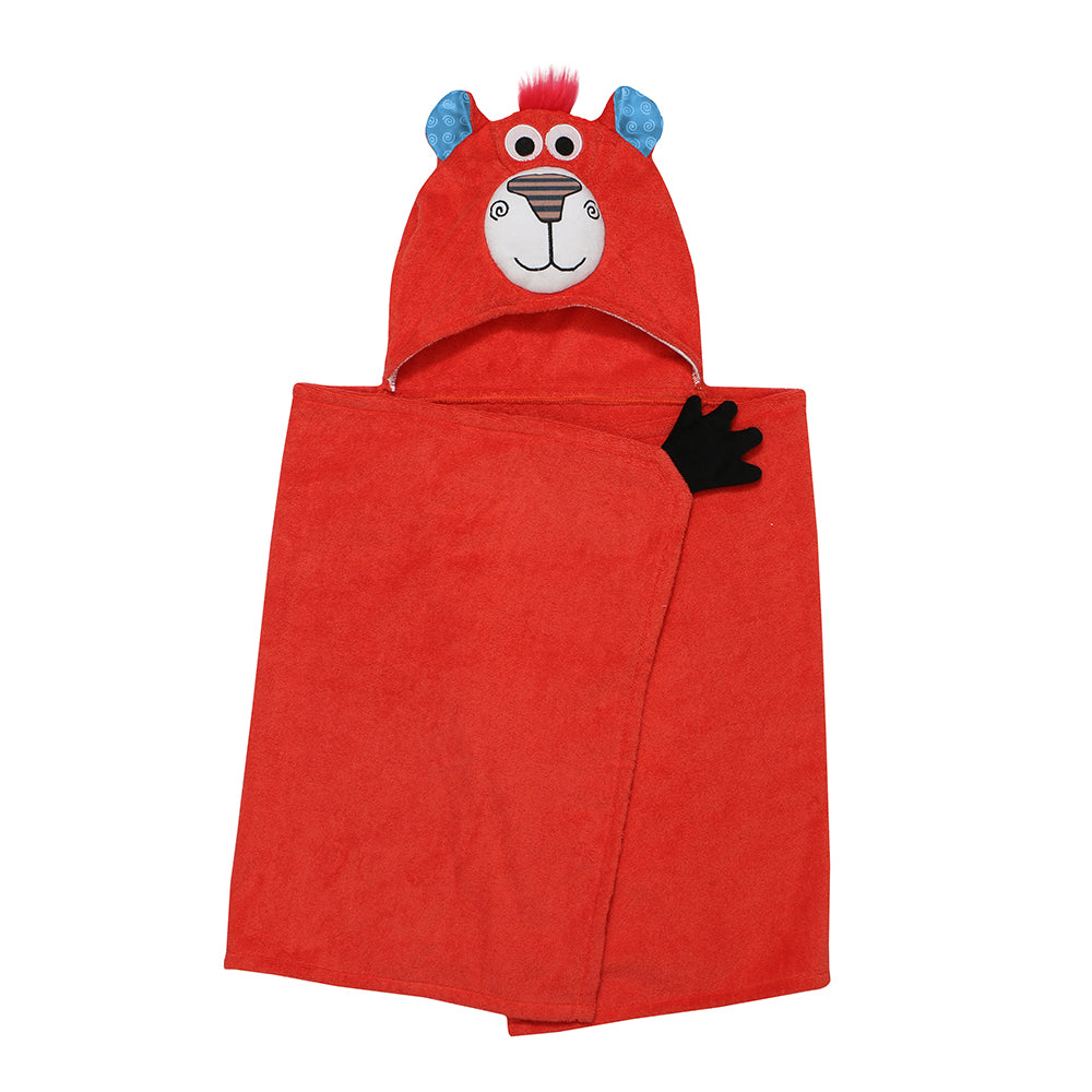 ZOOCCHINI Kids Plush Terry Hooded Bath Towel - Bosley the Bear