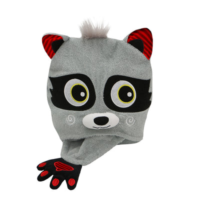ZOOCCHINI Kids Plush Terry Hooded Bath Towel - Rocco the Raccoon