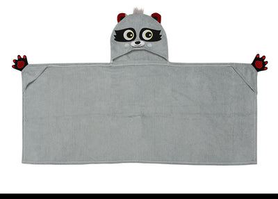 ZOOCCHINI Kids Plush Terry Hooded Bath Towel - Rocco the Raccoon