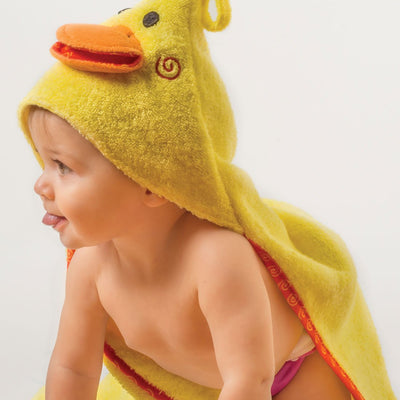 ZOOCCHINI Baby Snow Terry Hooded Bath Towel - Puddles the Duck-1