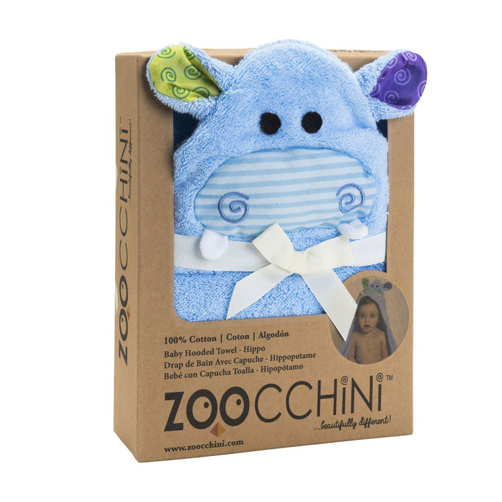 ZOOCCHINI Baby Snow Terry Hooded Bath Towel - Henry the Hippo-3