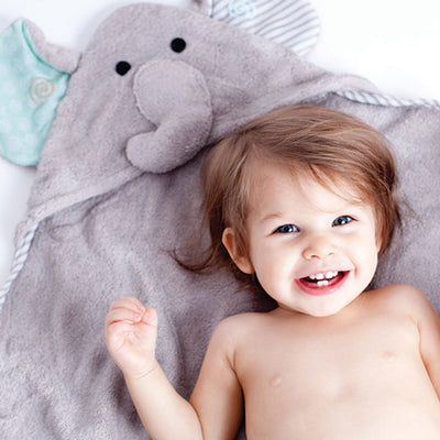 ZOOCCHINI Baby Snow Terry Hooded Bath Towel - Elle the Elephant-1