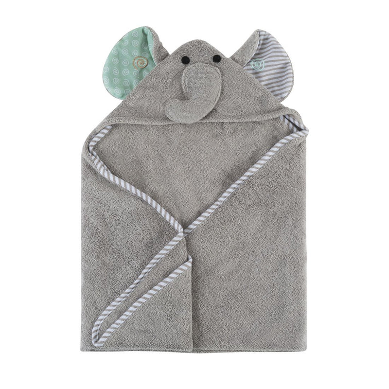 ZOOCCHINI Baby Snow Terry Hooded Bath Towel - Elle the Elephant-1