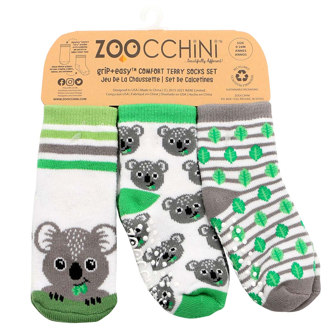 Zoocchini - Baby Söckchen Devin der Dinosaurier 3er Set –