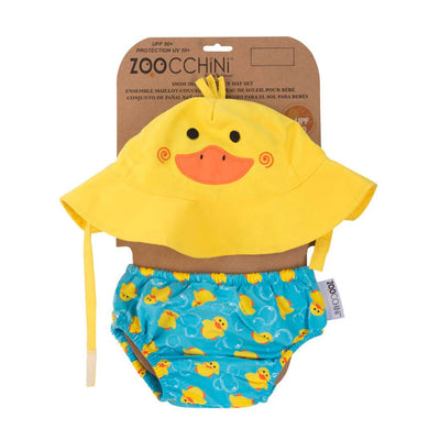 ZOOCCHINI UPF50+ Baby Swim Diaper & Sun Hat Set - Puddles the Duck-4