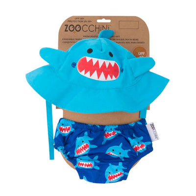 ZOOCCHINI UPF50+ Baby Swim Diaper & Sun Hat Set - Sherman the Shark-4
