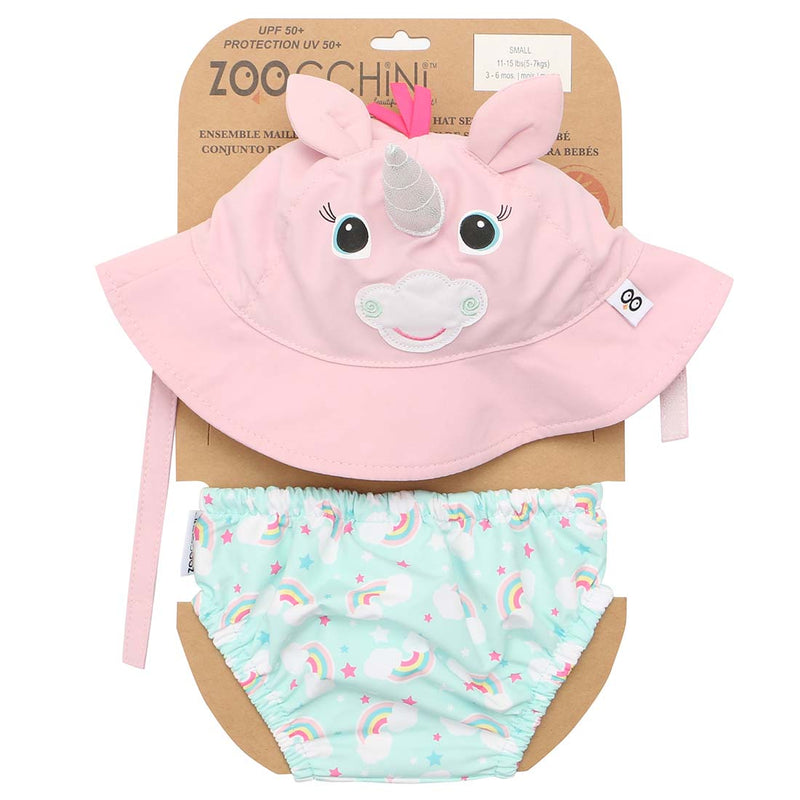 Baby/Toddler Swim Diaper & Sun Hat Set - Allie the Alicorn