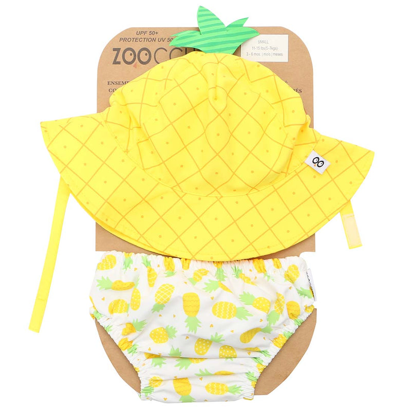 Baby/Toddler Swim Diaper & Sun Hat Set - Pineapple
