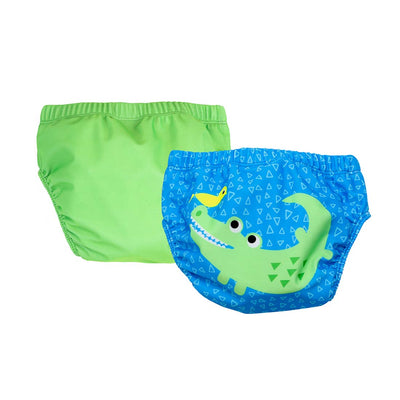 12111 Knit Swim Diaper 2PC Alligator PS