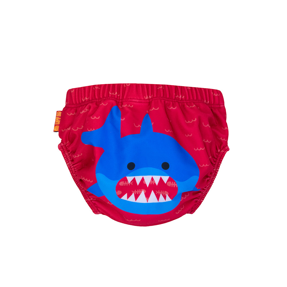 Zoocchini Reusable Knit Swim Diaper 2-Piece Set (6-12 Months) - UPF 50+, Sophie The Shark Design