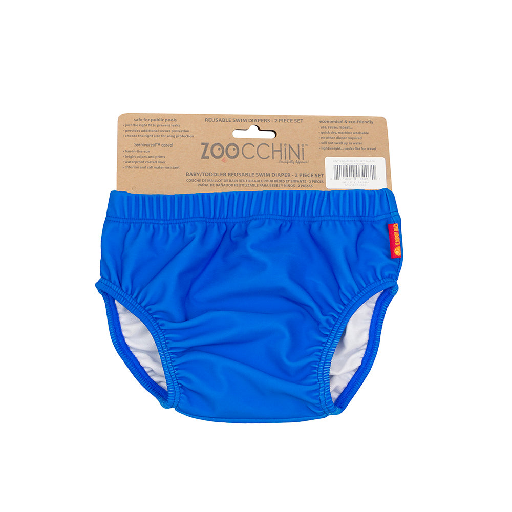 ZOOCCHINI Baby Toddler Knit Swim Diaper 2 Pc Set Sherman the Shark
