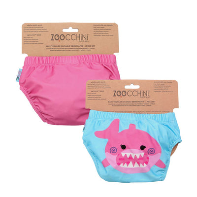 12114 Knit Swim Diaper 2PC Pink Shark PS