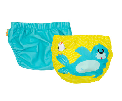 ZOOCCHINI Baby/Toddler Knit Swim Diaper 2 Pc Set - Sydney the Seal