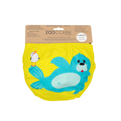 ZOOCCHINI Baby/Toddler Knit Swim Diaper 2 Pc Set - Sydney the Seal