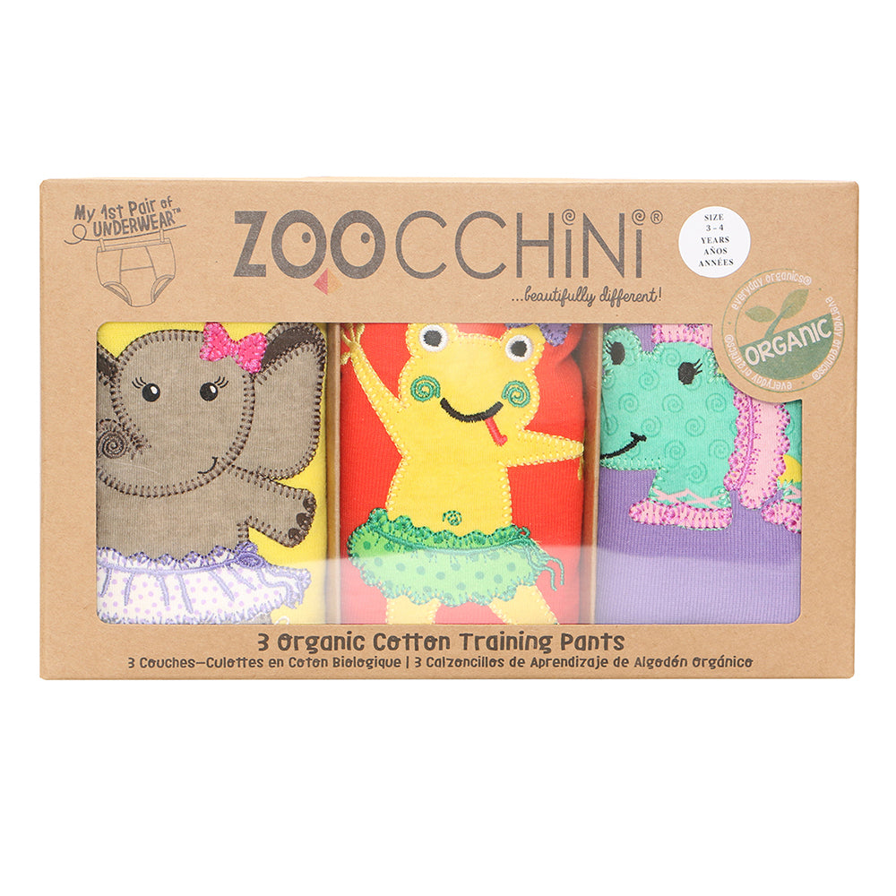 ZOOCCHINI 3 Piece Organic Potty Training Pants Set - Ballerina Gals