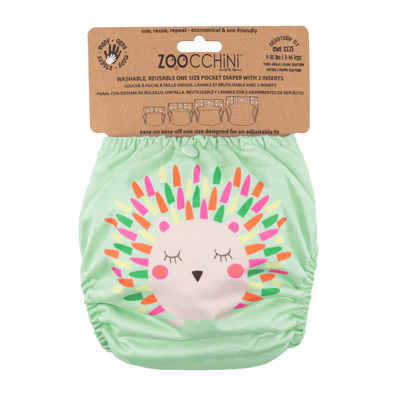 Baby/Toddler Reusable Cloth Pocket Diaper (+2 Inserts) - Harriet the Hedgehog