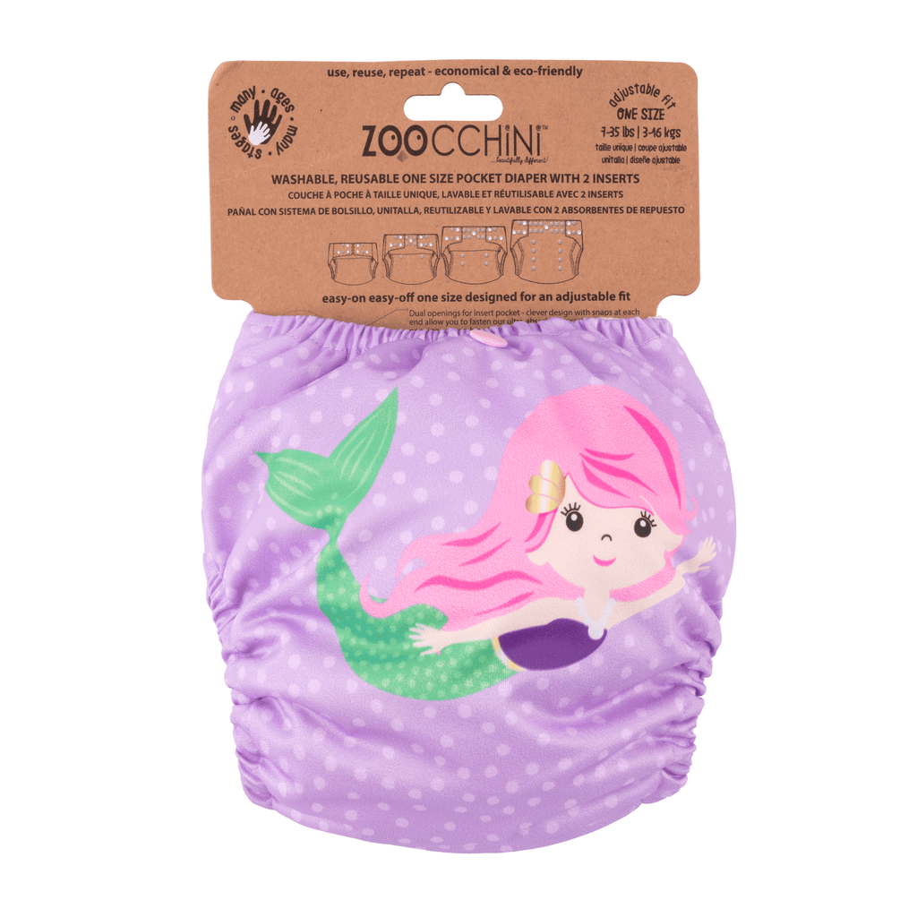 Baby/Toddler Reusable Cloth Pocket Diaper (+2 Inserts) Marietta the  Mermaid